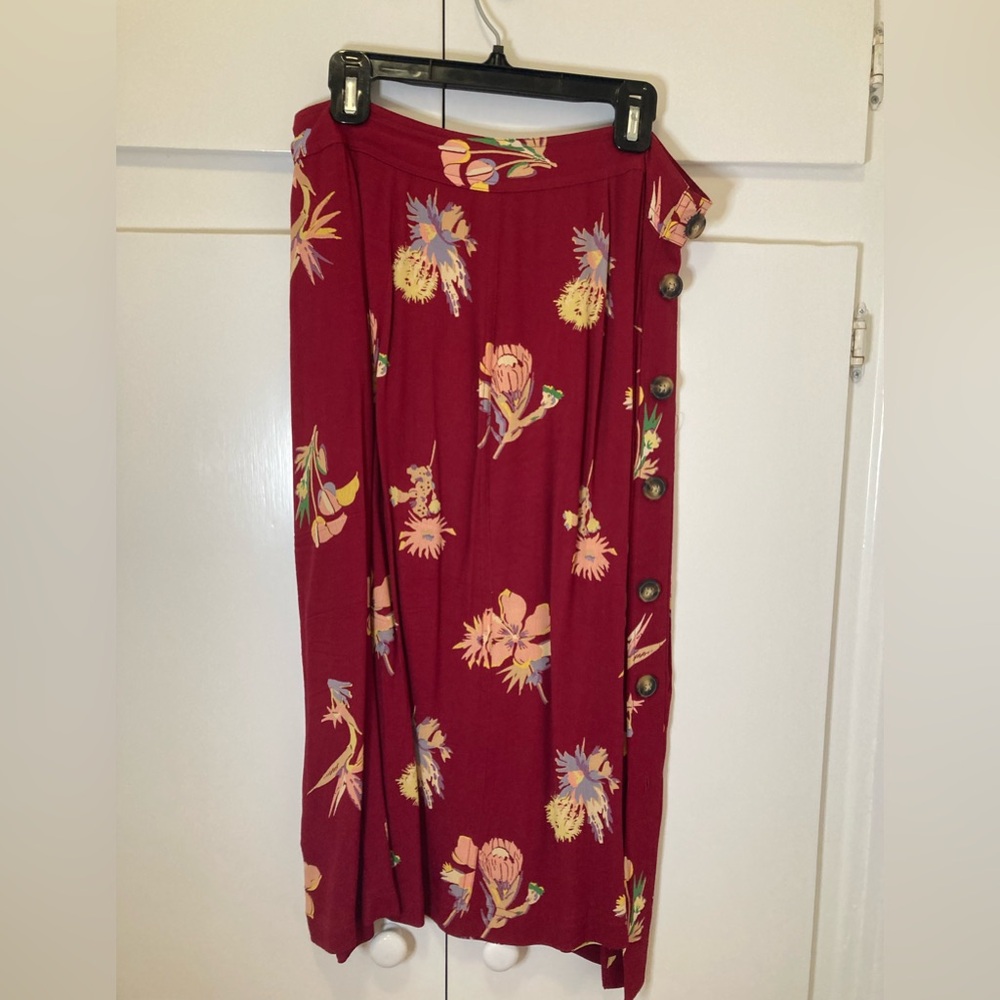 Madewell Tropical Floral Red Skirt